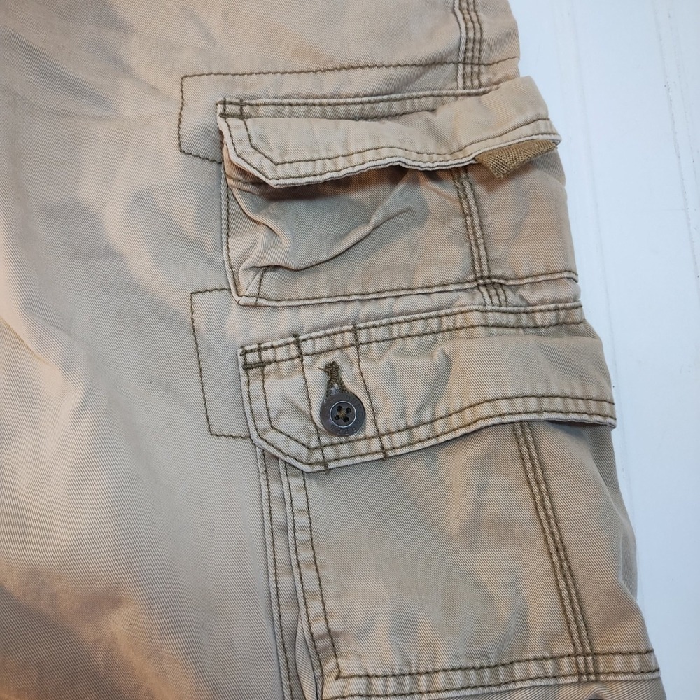 VTG Lee Dungarees Mens 42 Cargo Shorts Tan Khaki Cotton Gorpcore Utility 90s Y2K - Picture 3 of 8